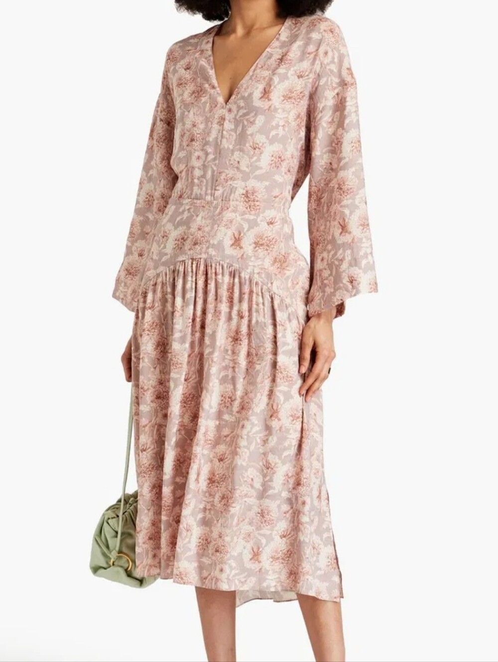 VINCE Dahlia Print Long Sleeve Midi Dress